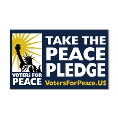 Voters for Peace Peace pledge is being taken by growing numbers of Americans believing in constitution, human rights, geneva convention and international law 